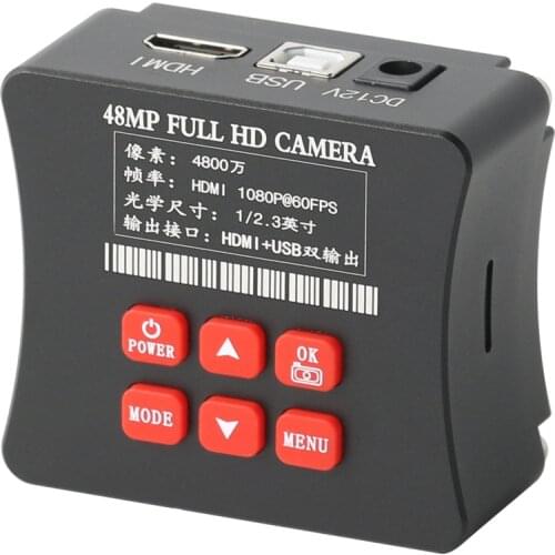 48MP HD 1080P 60FPS HDMI USB Digital Video Microscope TF Storage Industrial C Mount Soldering Camera For Phone CPU PCB Repair