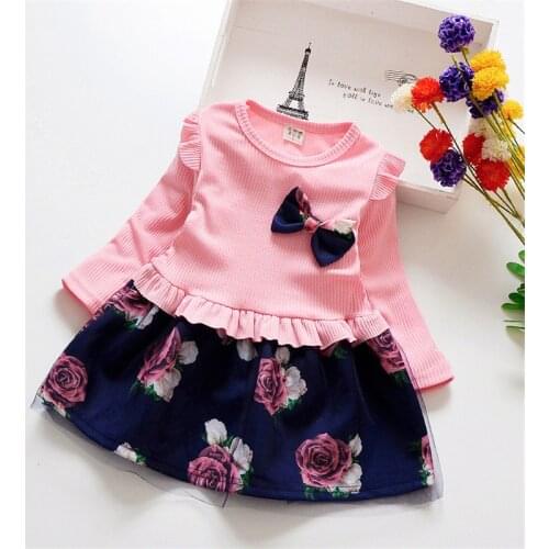 Spring and Autumn Girls Dress New Arrival Hot sale Children Kids Princess Flower Dress