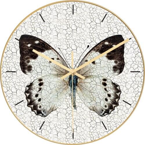 Home Decor Mute Quartz Glowing Wall Clocks Plexiglass Panel Acrylic Plate Marble Butterfly CC026-CC040 for Living Room Bed Room