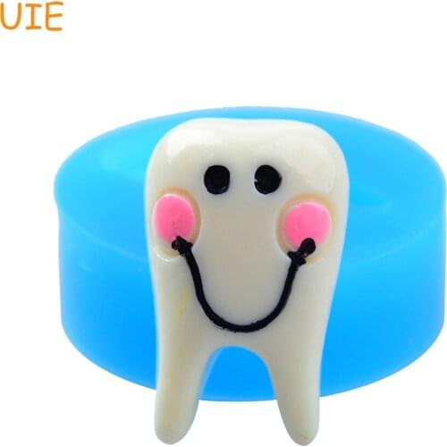 FYL155U 29mm Smiling Face Tooth Silicone Mold for Sugarcraft, Fondant, Polymer Clay, Cabochon Candy, Resin, Chocolate, Biscuit