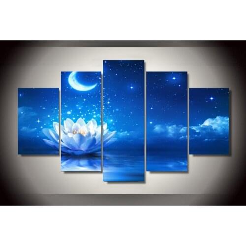 HD Printed 5 piece Canvas lily painting water lily flower living room bedroom home decoration wall art Free shipping