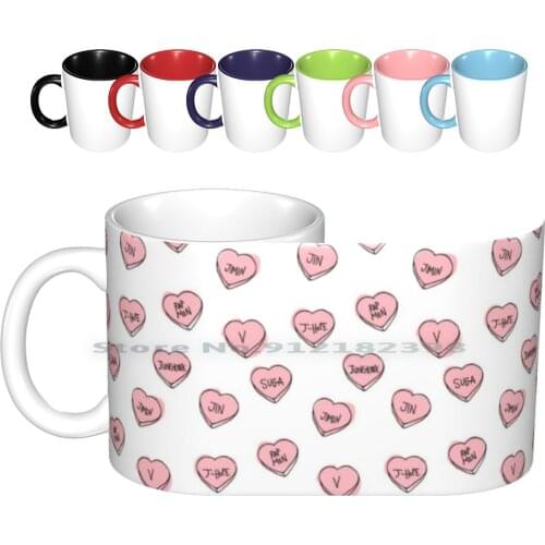 Hearts Ceramic Mugs Coffee Cups Milk Tea Mug Army Boys Kpop Quote Min Yoongi Suga Typography Yoongi Rap Monster Rapmon Jimin
