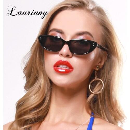 LAURINNY New Classic Black Women Sunglasses 2021 Brand Design Rectangle Rivet Frame Shades Eyeglasses Fashion Sun Glasses Female