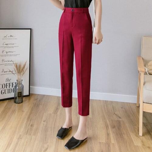 Summer suit pants women straight pants new casual pants female slim black pencil pants high waist pants women trousers