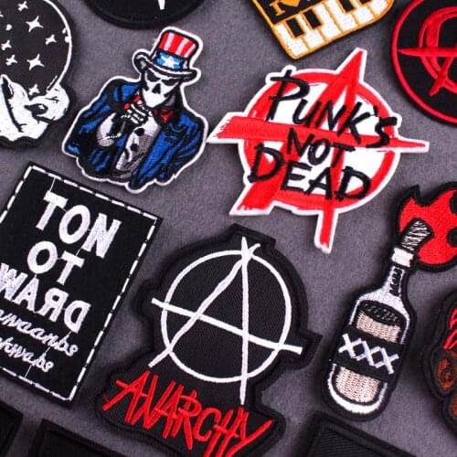 Metal Band Patches On Clothes Punk Embroidery Patch Iron On Patches For Clothes Hippie Rock Stripes Patch Stickers Clown Badges