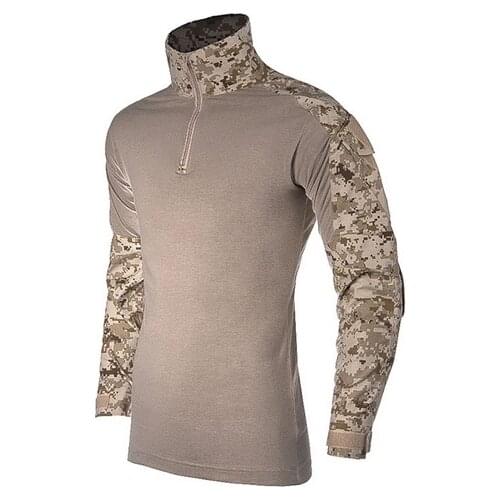 Male Camouflage T-shirts Army Combat Tactical T Shirt Cargo Multicam Airsoft paintball militar tactical clothing with knee pads