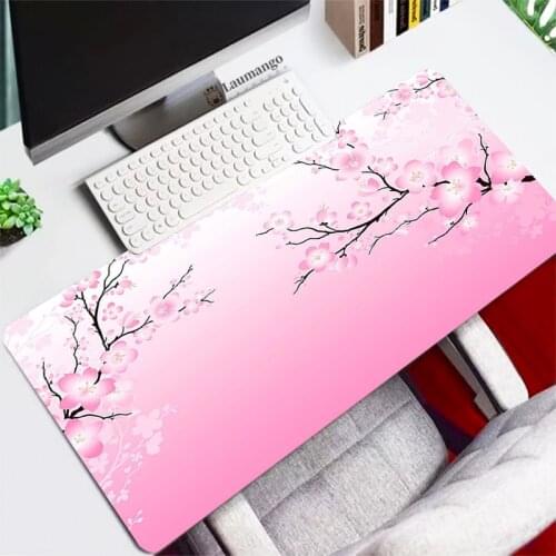 Pink Cherry Blossom Flower Gamers Decoracion Mouse Pad DIY Large 900x400 Extended Rubber Computer Keyboard Carpet Mousepad