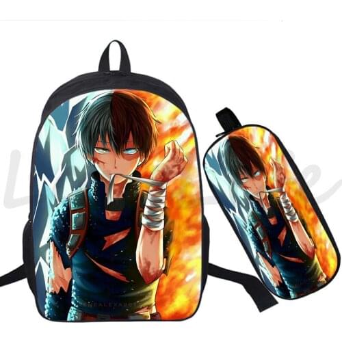 2 Pcs/Set Boku No Hero Academia Backpack for Boys Girls Bookbag Teens Zipper Rucksack My Hero Academia Deku School Bags Mochila