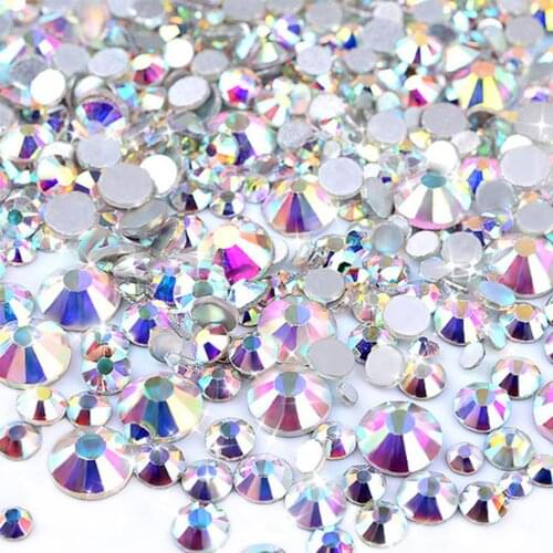 1440PCS Silver Clear Glass Rhinestones Mix Sizes Nail Art Rhinestone Foil Back Glitter Decoration Free Shipping In Russia