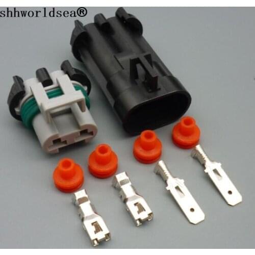 Shhworldsea 2 pin 6.3mm car fan plug electronic fan plug auto headlamp plug power ABS pump Connector 15363990 15363993 15344054