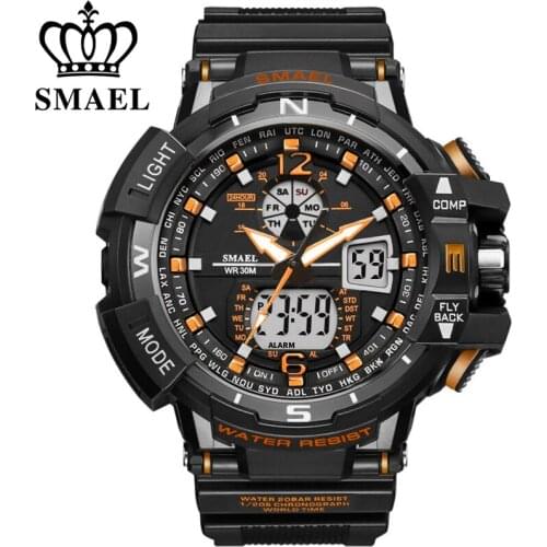 SMAEL Mens Sport Watch LEVED Digital Quartz Wrist Watches Top Brand Luxury Mens Watch