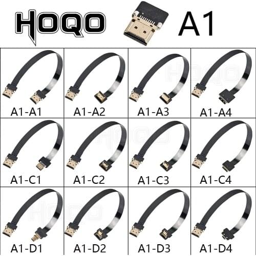 A1 series Super short fpc ffc HDcord,ultra thin flat fpv HDMI-Compatible Cable flexible mini hdmi to micro hdmi ribbon wire 10cm