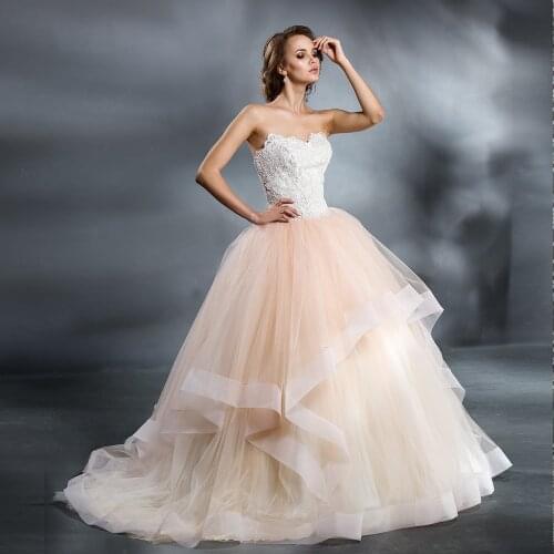 Custom Made Princess Wedding Dresses Plus Size Vestidos De Noiva Strapless Lace Up Back Appliques Beading Bridal Gowns Mariage