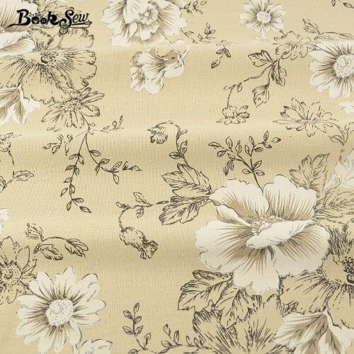 Booksew Quilting Textile Cotton Linen Fabric Printed Flower Sewing Material Tablecloth Bag Curtain Cushion Pillow Zakka Tissu CM