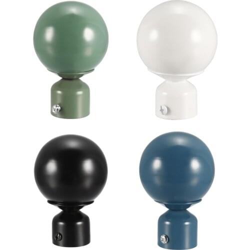 Uxcell 1/2/4pack Curtain Rod Finials Iron Ball Cap End for 28mm Drapery Pole 90mmx60mm Black White Green Blue