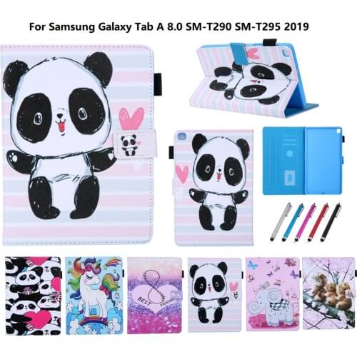 Tablet Protective Cover Case 8 inch for Samsung Galaxy Tab A 8.0 2019 SM-T290 SM-295 Flip Stand Skin Cover Coque + Stylus Pen