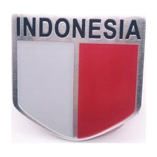 Aluminum Alloy Shield Styling Indonesia National Flag Emblem Decals Car Doors Decor Flags Stickers 5x5cm