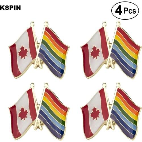 Canada & Rainbow Friendship Flag Pin Lapel Pin Badge Brooch Icons 4pcs