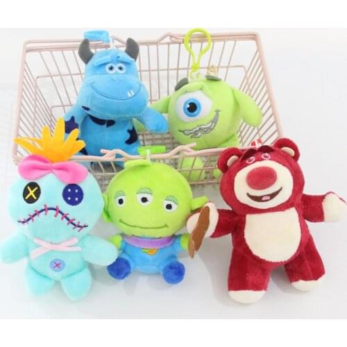 10Pcs/Set Toy Story ET Green Alien Huggin Bear Monsters University Lilo Stitch Scrump Plush Pendant Keychain Doll Toy
