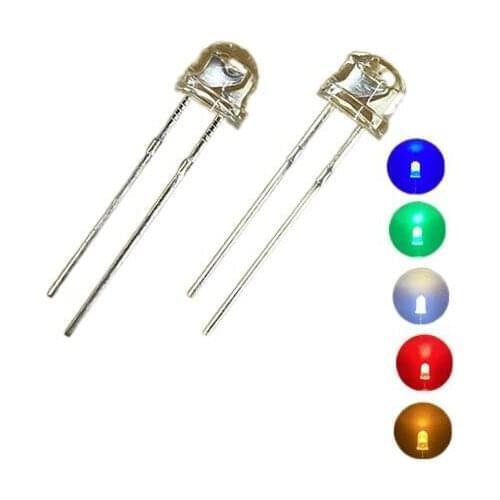 1000PCS 5mm Diode Straw Hat White Red Green Blue Yellow Purple Smd Smt Led Clear Super Bright Wide Angle Bulb 20000mcd Lamp