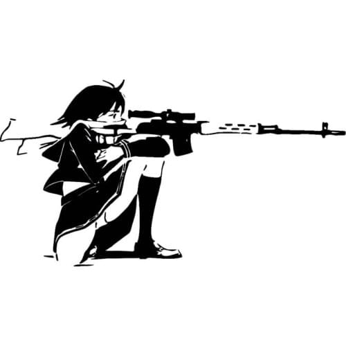 15.5*8.3CM Cool Gunfire Girl Decal Black/Silver Popular Style Silhouttte Design Car Sticker Vinyl C20-1106