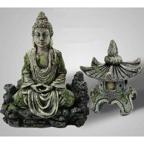 2 Style Fish Tank Aquarium Decor Ancient Buddha Lighthouse Statue for Fish Tank Aquarium Ornament Aquarium Accessories