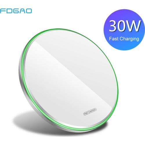 30W 20W Qi Wireless Charger For iPhone 12 11 Pro Max Mini XS XR X 8 Type C Induction Fast Charging Pad for Huawei Xiaomi Samsung