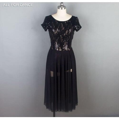 A17313 Black Lace Sequin Lyrical Ballet Costumes Dress Contemporary Ballet Dress Dance Costumes Adult Ballet Dress