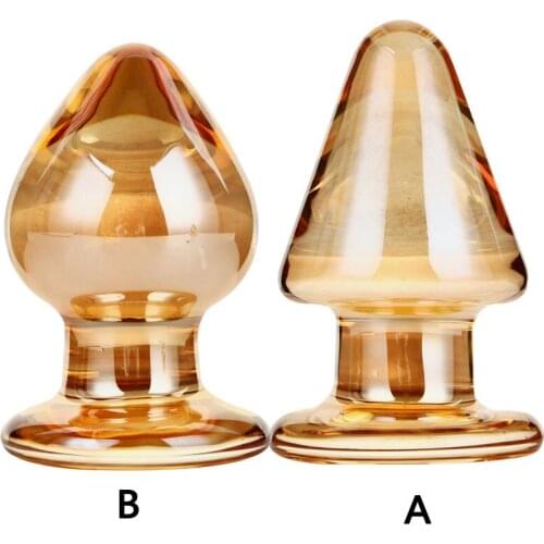 Gold Crystal Glass Anal Plug G Spot Stimulator Anal Expaner Anus Dilator Masturbator Adult Sex Toys For Woman Glass Butt Plug