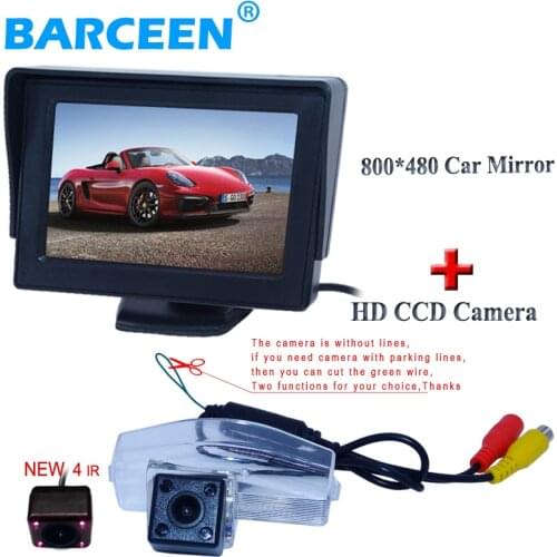 Rainproof function car reserve rearview camera 4 ir lamp+4.3" lcd car reversing monitor lcd display for Mazda 2/3 208/2009/2011