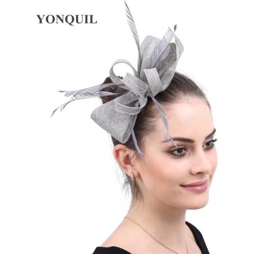 Turquoise Women Fascinator Church Hats Wedding Copy Sinamay Chic Bow Headpiece Ladies Cocktail Decor With Hair Comb 19 Colors