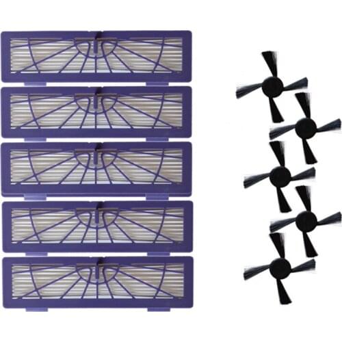 5x Robot Cleaner Side Brush 5x HEPA Filter for Neato Botvac 80 70e 75 85 Robotic Vacuum Cleaner Parts Accessories