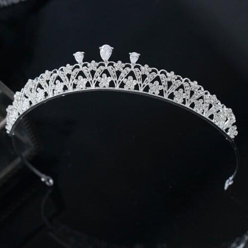 CC Hairband Crown Tiara Wedding Hair Accessories For Women Bridal Water Drop Shape Hairwear Shine Rhinestone Simple Crowns XY810