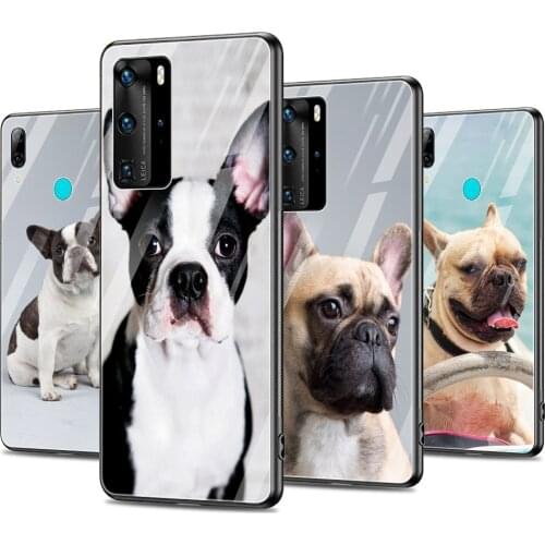 Phone Cases For Huawei P30 P40 P20 P10 Lite Pro Plus 5G P Smart 2019 2020 2021 Glass Silicon Fundas Cover French Bulldog Dog