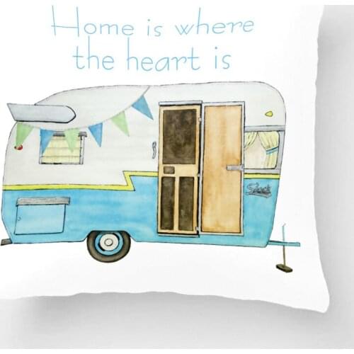 Home Is Where The Heart Is RV Image Throw Pillow Case Decorative Cushion Cover For Sofa Car Seat Living Room Pillowcases