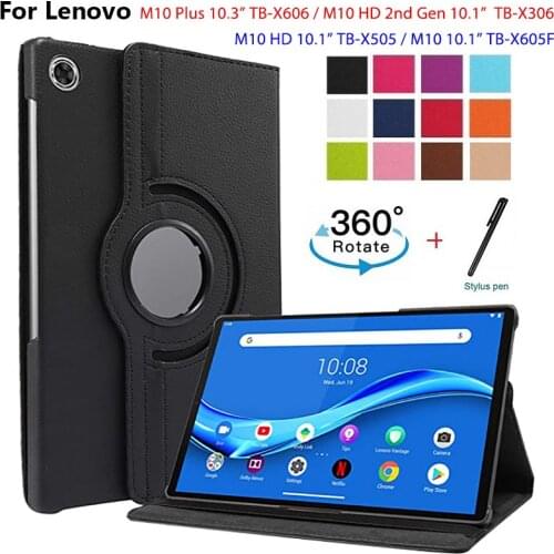 For Lenovo Tab M10 Plus TB-X606 10.3"360 Degree Rotating Stand Tablet PU Cover For Lenovo Tab M10 FHD 10.1 X306/X505 Cover Case