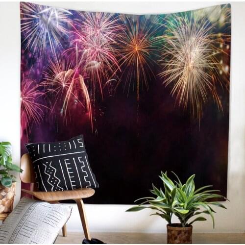 Fireworks Pattern Tapestry Walll Hanging Living Room Decoration Multifunctional Blanket Beach Towel Blanket Chic Ornaments