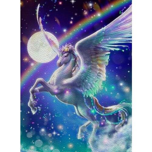 Unicorn 3d Pattern Printed Synthetic Faux Litchi Leather for Crafts Room Decoration Sewing Bag A4 22*30CM