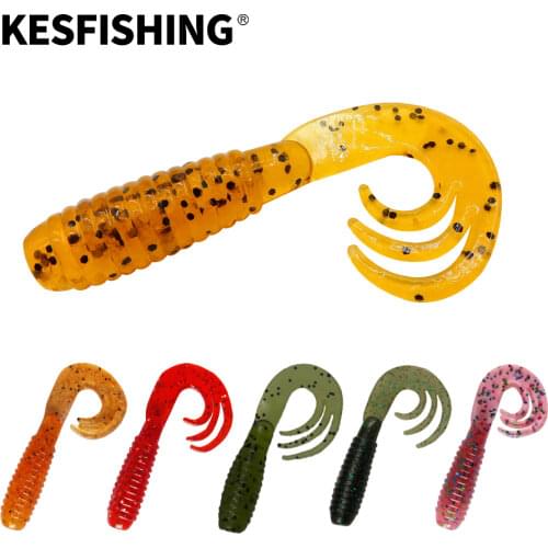 KESFISHING Lure bait 10pcs 5cm/1.6g KESFISHING TRIPPLE Grub Fishing lures Soft Silicone Crankbait Smell Tackle Sea Fishing