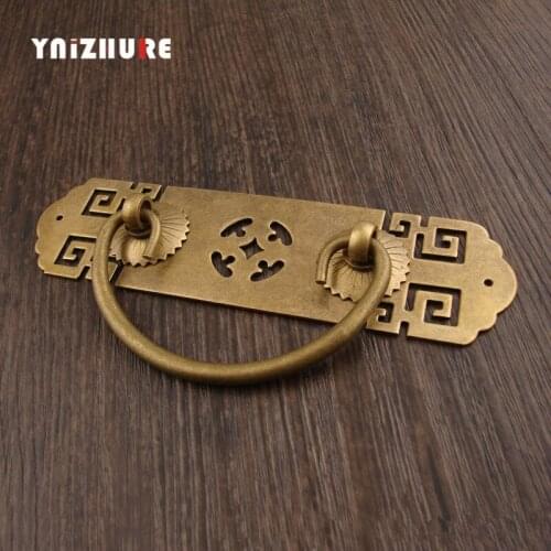 Chinese Style Antique Handles for Furniture Door Bookcase Drawer Pure Copper Handle Retro Cabinet Knobs Pull Handles