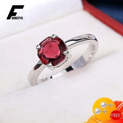 BaliJelry Women Rings Silver 925 Jewelry Geometric Ruby Zircon Gemstone Retro Finger Ring for Girl Wedding Engagement Accessory