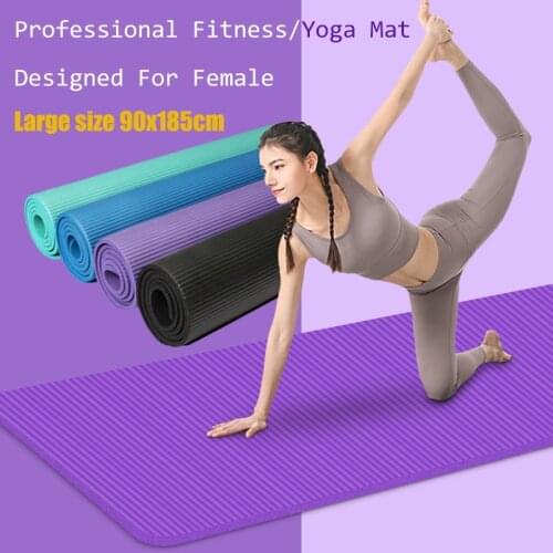 Thicken Non-Slip Fitness Mat 10mm , Yoga Mat Extra Wide 90cm x 185cm Exercise Mat Exercise Mat Men Women Pilate Gymnastics