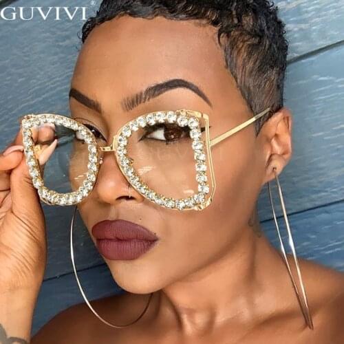 Square Diamond Sunglasses Women 2020 Luxury Brand Designer Sunglasses Men Retro Rhinestone Glasses Cat Eye Eyewear Shades UV400