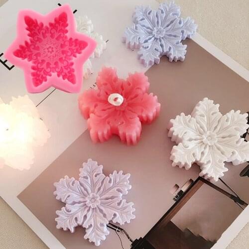 M555 Snowflake Candle Wax Silicone Soap Molds DIY Aromatherapy Plaster Decorating Mould Candy Chocolate Christmas Making Tool