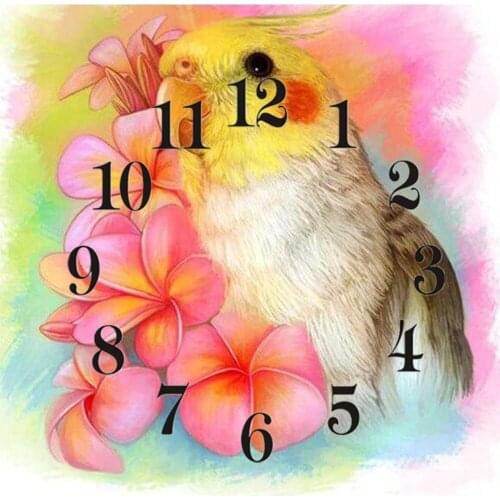 Dpsprue 5D Diamond Painting Kit With Clock Cross stitch Full Square Round Diamond Embroidery Mosaic Animal Bird Gift