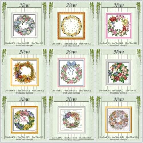 The wreath bird Lily garland flower painting counted printed on canvas DMC 14CT 11CT Cross Stitch Needlework Sets Embroidery kit