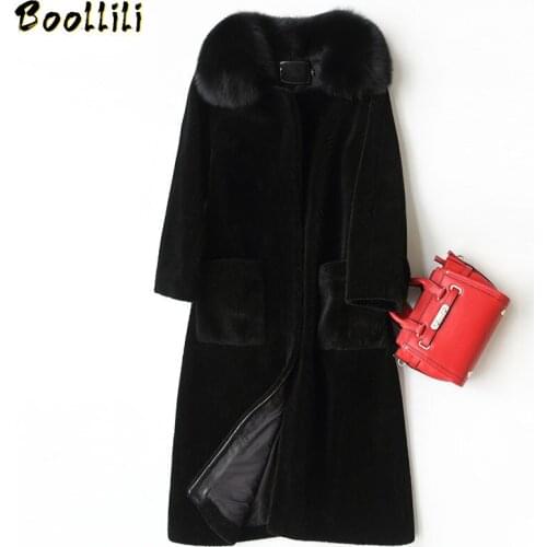 Boollili High Imitation Wool Coat Female Thick Warm Black Coats Womens Winter Faux Fur Coat Lady Elegant Casual Outerwear
