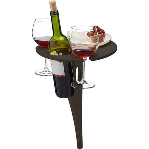 Portable Outdoor Wine Table Wooden Folding Picnic Garden Beach Wine Rack Camping Swimming Hiking Accessories Easy To Carry