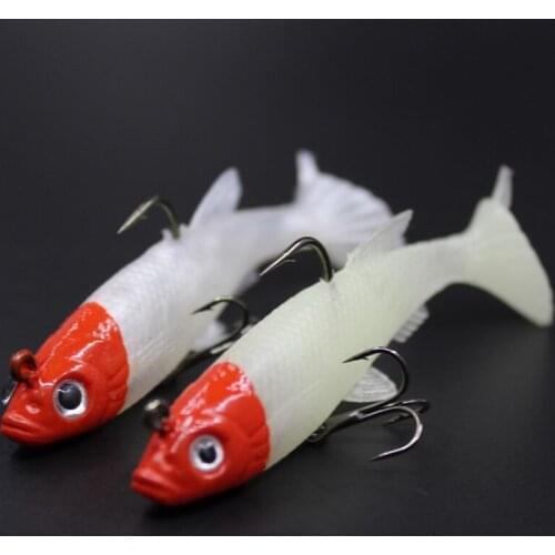3D Eyes Red White Lure Bait 11g 18g Artificial Soft Lures Baits Fishing Lure leurre shad Bait T Tail Pencil Wobblers