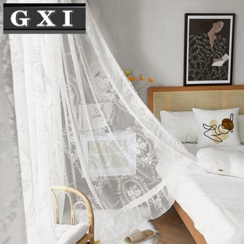 Romantic French Retro White Lace Princess Curtain for Living Room Tulle Curtain for Bedroom Finished Product Window Sheer Drape